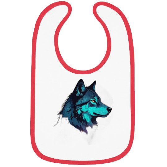silhouette of a wolf head double exposure blending Bibs