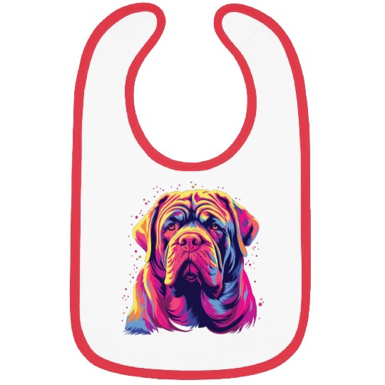 Watercolor Colorful Neapolitan Mastiff Bibs