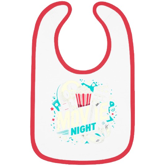 Movie Night Popcorn Film Theatre Cinema Ticket Bibs