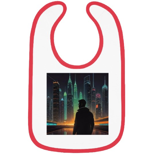 Neon Horizon: A Futuristic Cityscape Bibs