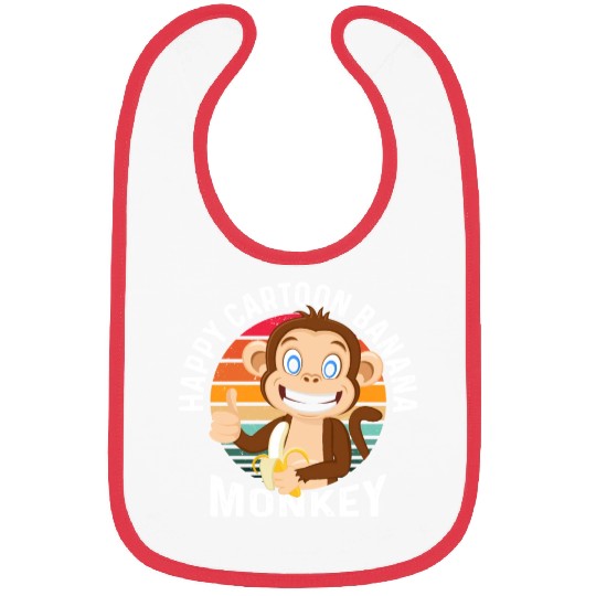 Happy Cartoon Banana Monkey Bibs