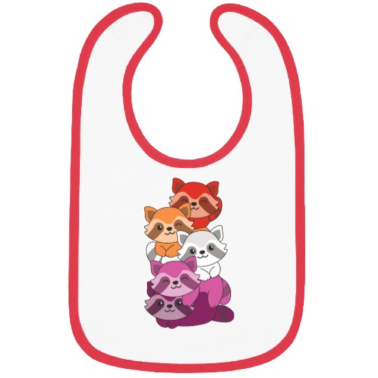 Lesbian Flag Pride Lgbtq Cute Raccoon Bibs