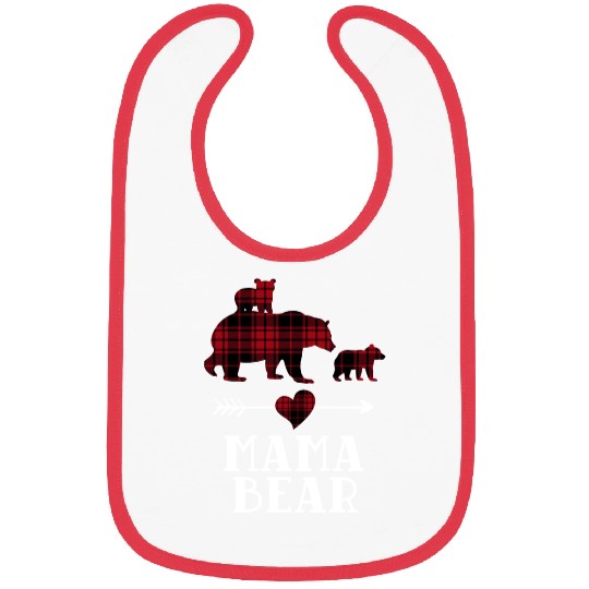 Mama Bear 2 Cubs Bibs Christmas Mama Bear Plaid