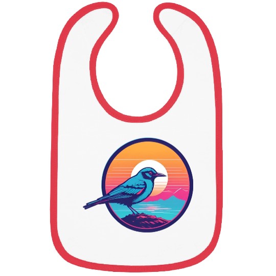 Synthwave Blue Bird Bibs