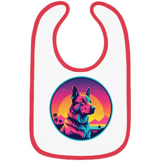 Synthwave German Shepherd 1 Bibs