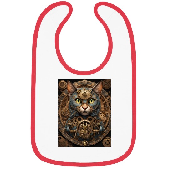blue steampunk cat AI art Bibs