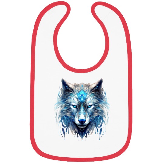 pirit animal wolf with glowing blue tribal marks Bibs