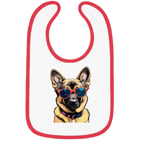 Cute German Shepherd Pop Art Bibs