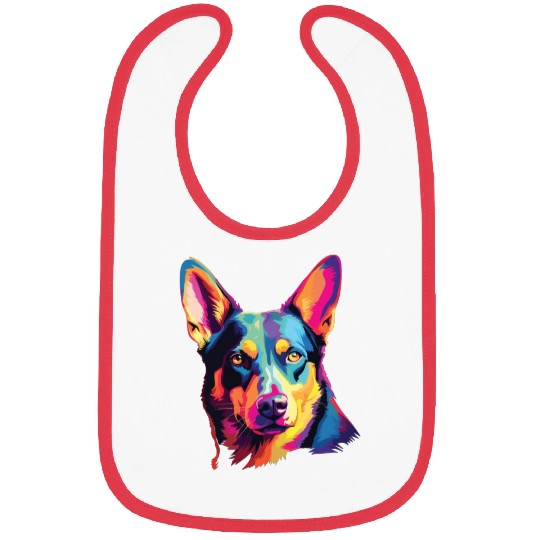 Watercolor Colorful Australian Kelpie Bibs