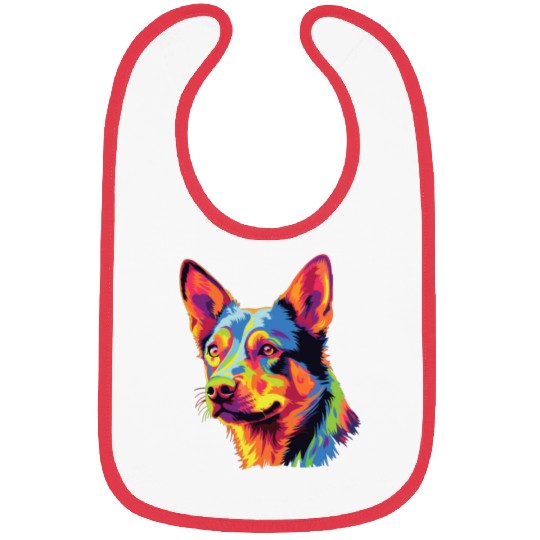 Watercolor Colorful Australian Kelpie Bibs