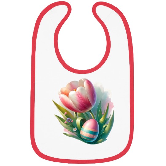 Spring Colorful Tulip With Easter Egg Bibs