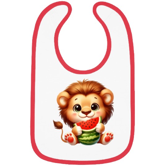 Lion Eating Watermelon Bibs