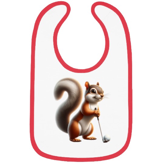 Golf Player Squirrel Animal Lover Design Bibs