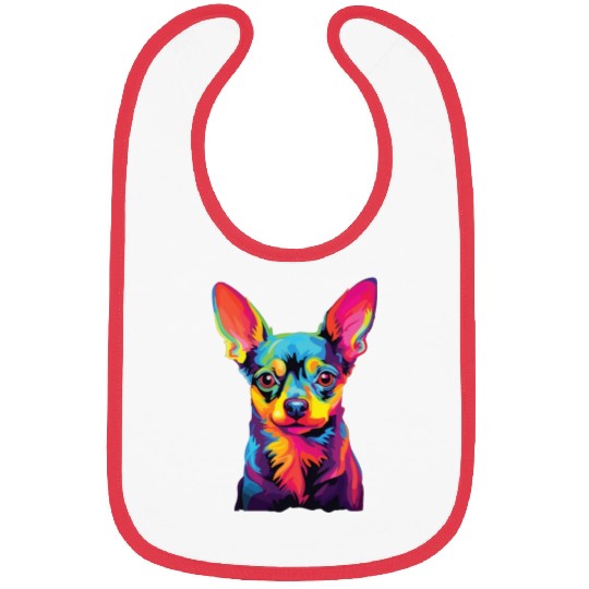 Watercolor Colorful Russian Toy Terrier Bibs