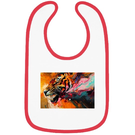 Tiger On Abstract Colorful Background Wall Art Bibs