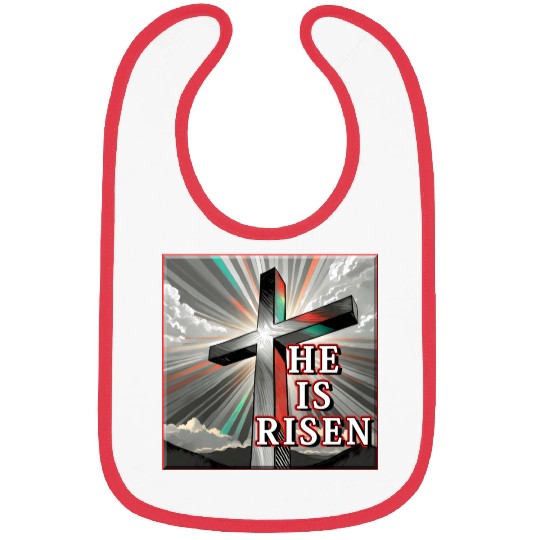 Cross, He is Risen - 2 Bibs