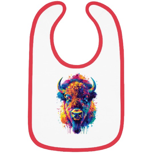 Colorful Bison Abstract Animal Art Wildlife Bibs