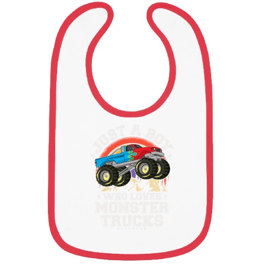 Just A Boy Who Loves Monster Trucks Toddler Kids Bibs