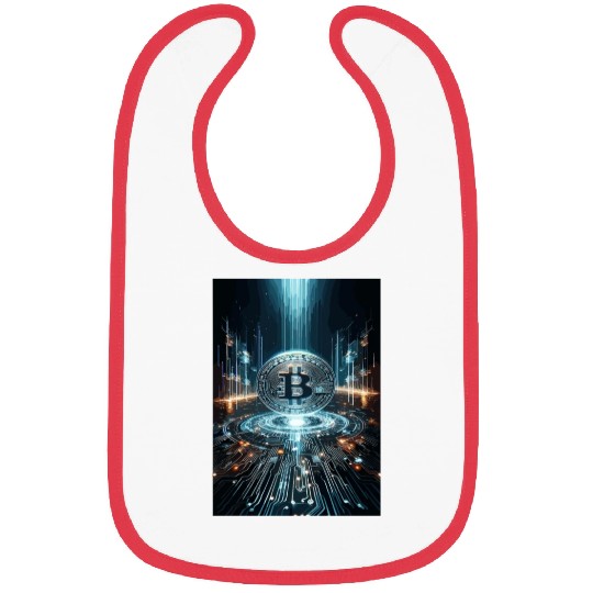 Cyber Bitcoin Vortex - Futuristic Design Bibs