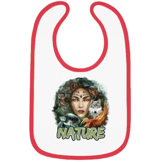 Nature-Inspired Wolf Owl Turtle Phoenix Woman Bibs