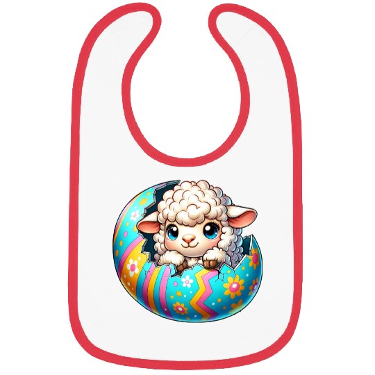 Colorful Lamb Hatching from Easter Egg Cartoon Bibs