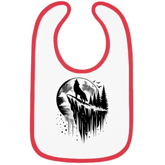 Howling wolf silhouette Bibs
