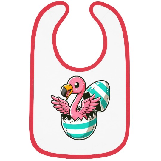 Flamingo Hatching from Easter Egg Easter Surprise Bibs