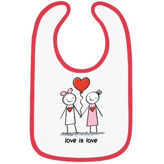 Stick Figure Lesbian Lovers Love is Love Bibs