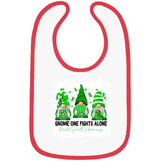 Gnome Mental Health Awareness Green Ribbon Bibs