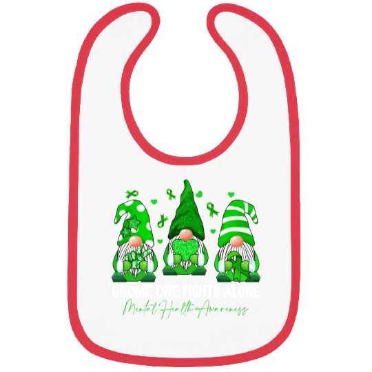 Gnome Fights Mental Health Matters Green Ribbon Bibs