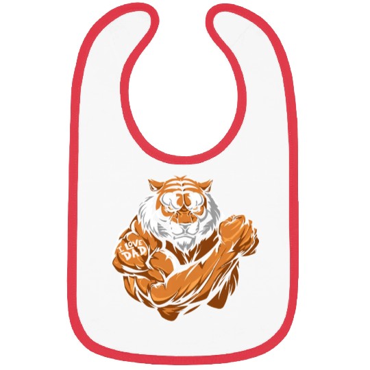 Tiger I Love Dad Bibs