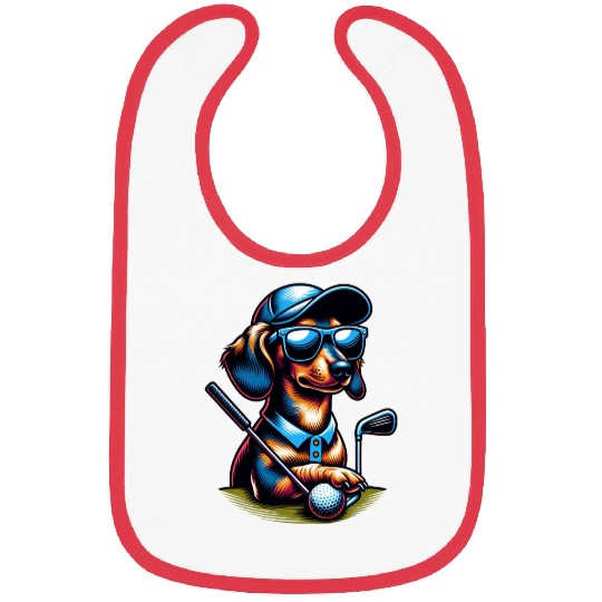Golf Sport Dachshund Wiener Dog Lover Design Bibs