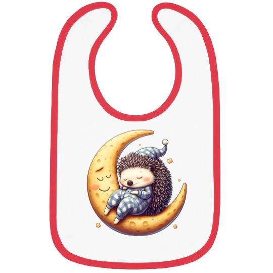 Tired Hedgehog in Pajamas: Moon Serenity Bibs
