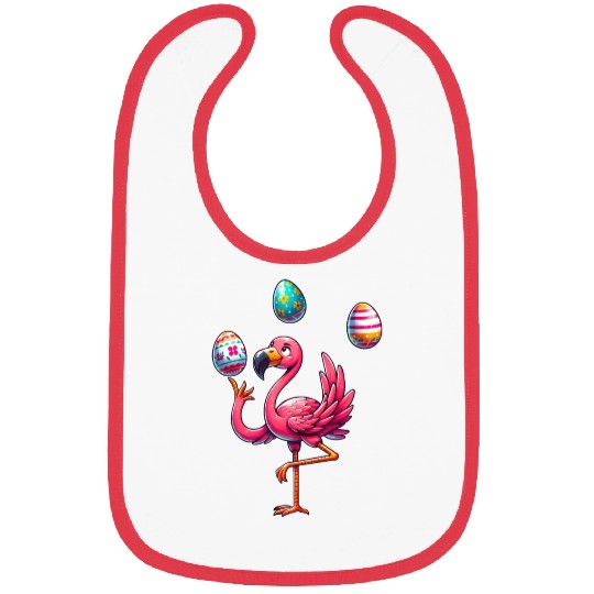 Flamingo Juggler with Colorful Easter Eggs Bibs