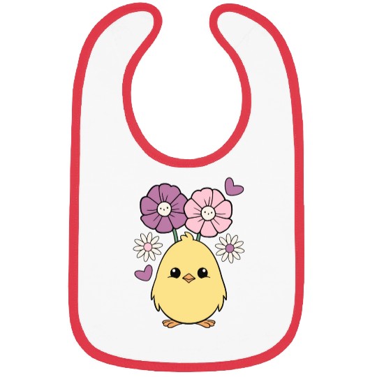 Chick Chicken Spring Flowers Summer Easter Garden Bibs