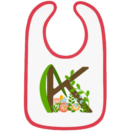 Capital letter K monogram and wildflowers Bibs