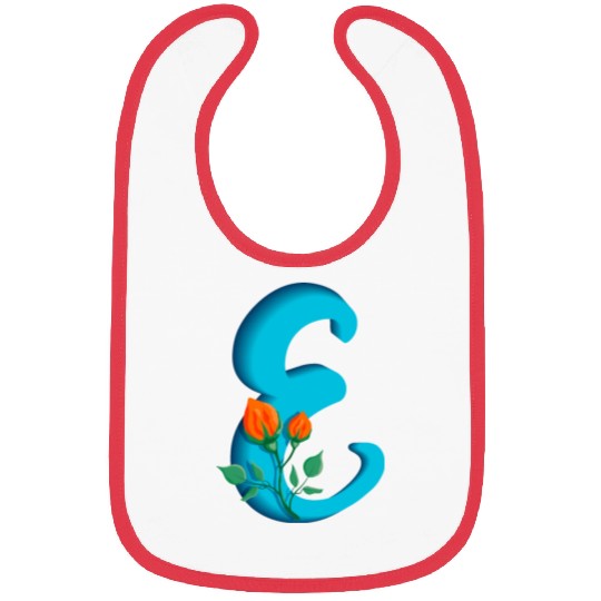 Three dimensional capital letter E rose monogram Bibs