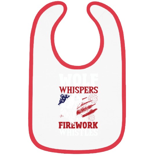 Howling Wolf White Stars Red Stripes American Bibs