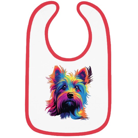 Watercolor Colorful Australian Silky Terrier Bibs