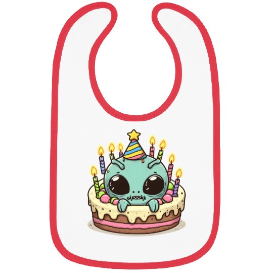 Alien Emerging from Birthday Cake Bibs
