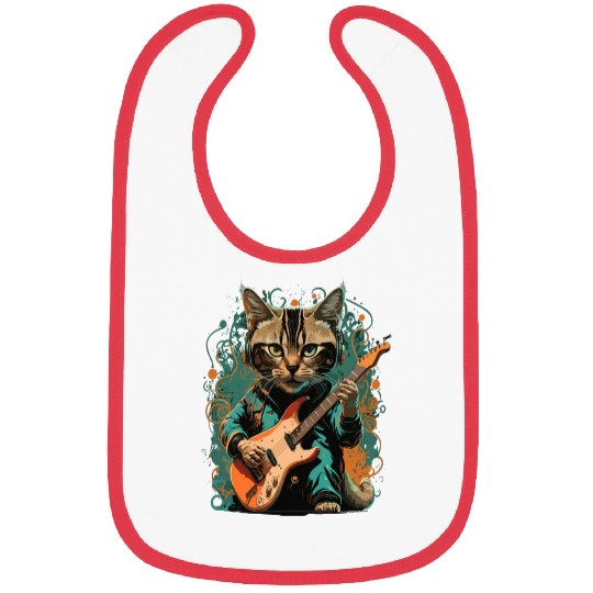 Cat playing a guitar Bibs