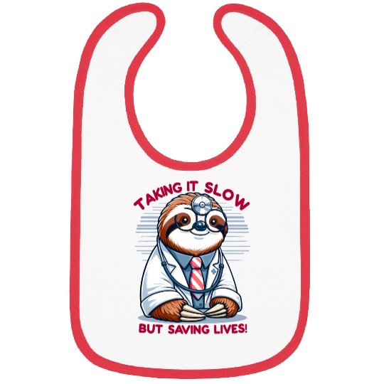 Sloth as a Doctor with Medical Humor Bibs