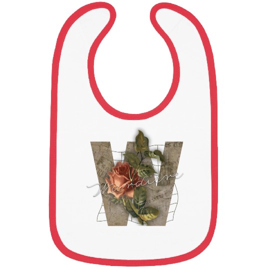 Black Brown Vintage Rose Initial Bibs