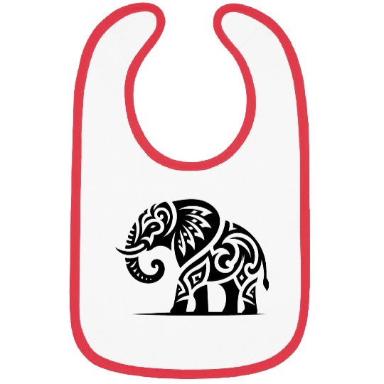 Elephant Art Tattoo With Large Tusks Bibs