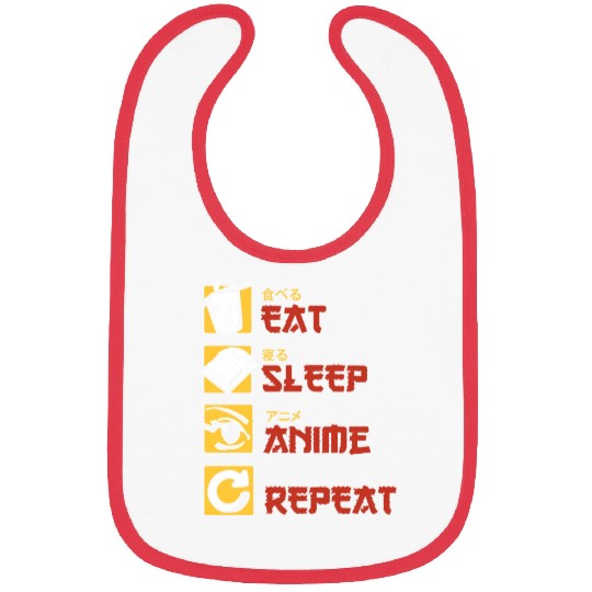 eat sleep anime repeat funny manga Bibs