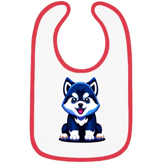 Cute Husky Puppy Illustration Bibs