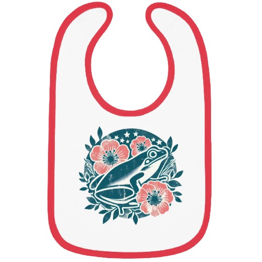 Vintage Frog and Flowers Amphibian Love in Nature Bibs