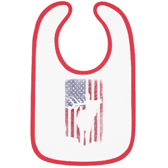 Elk Hunting Bugling Bull US Flag American Bibs