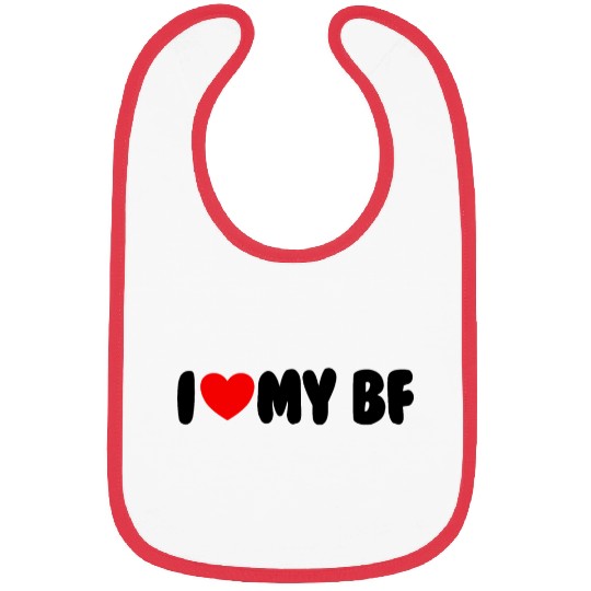 I Love My BF Red Heart Matching Couple Boyfriend Bibs