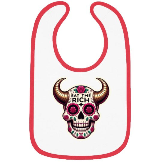 Horned Sugar Skull, eat the rich skull Bibs